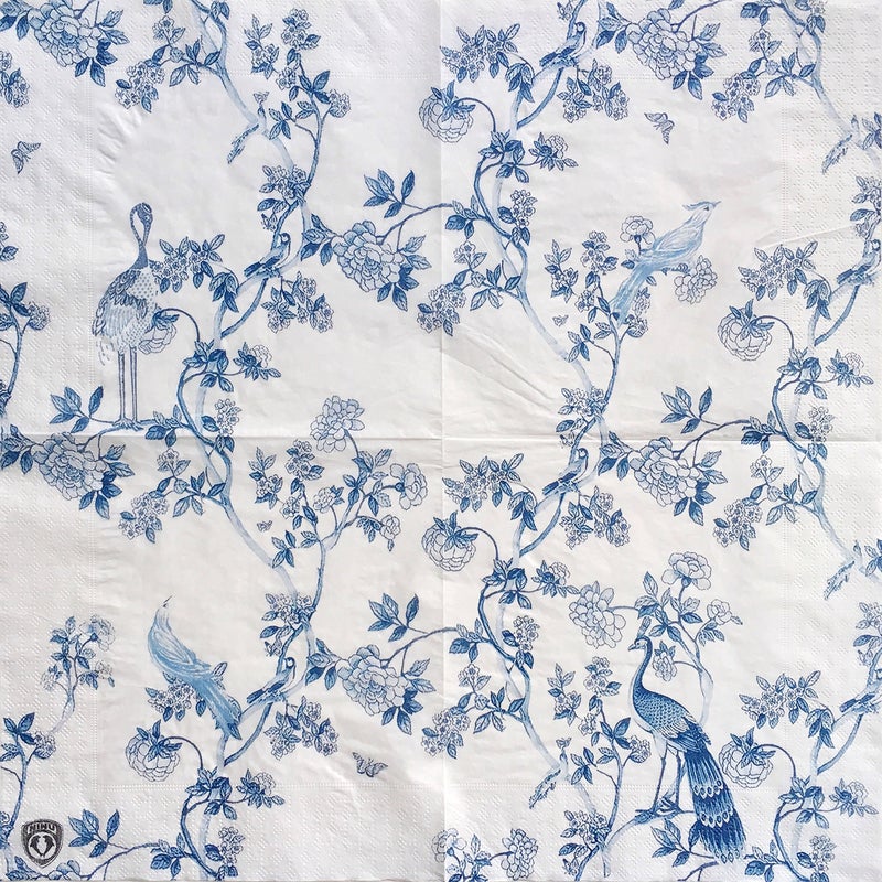 Zelten Colored Paper Napkins, 20 Count Shabby Chic Napkins for Wedding, Dinner Tea Party Shower (Blue and white porcelain) - Image 2